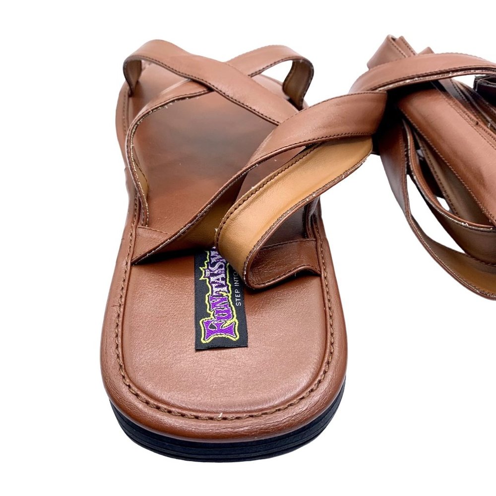 Roman Biblical Brown Lace Up Sandals M 12 W 14 Cosplay Festival Costume Shoes - Picture 5 of 9